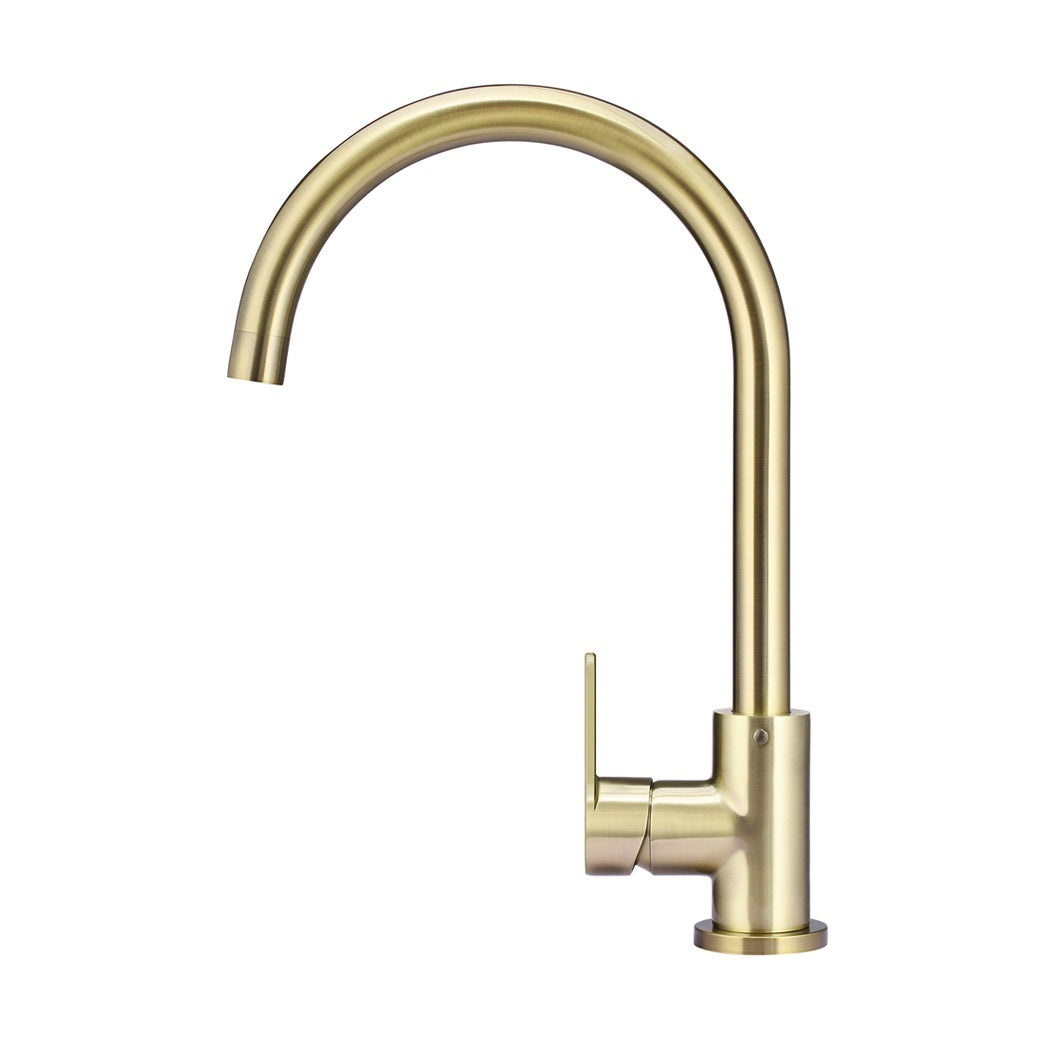 Round Paddle Gooseneck Kitchen Mixer Tap - Tiger Bronze