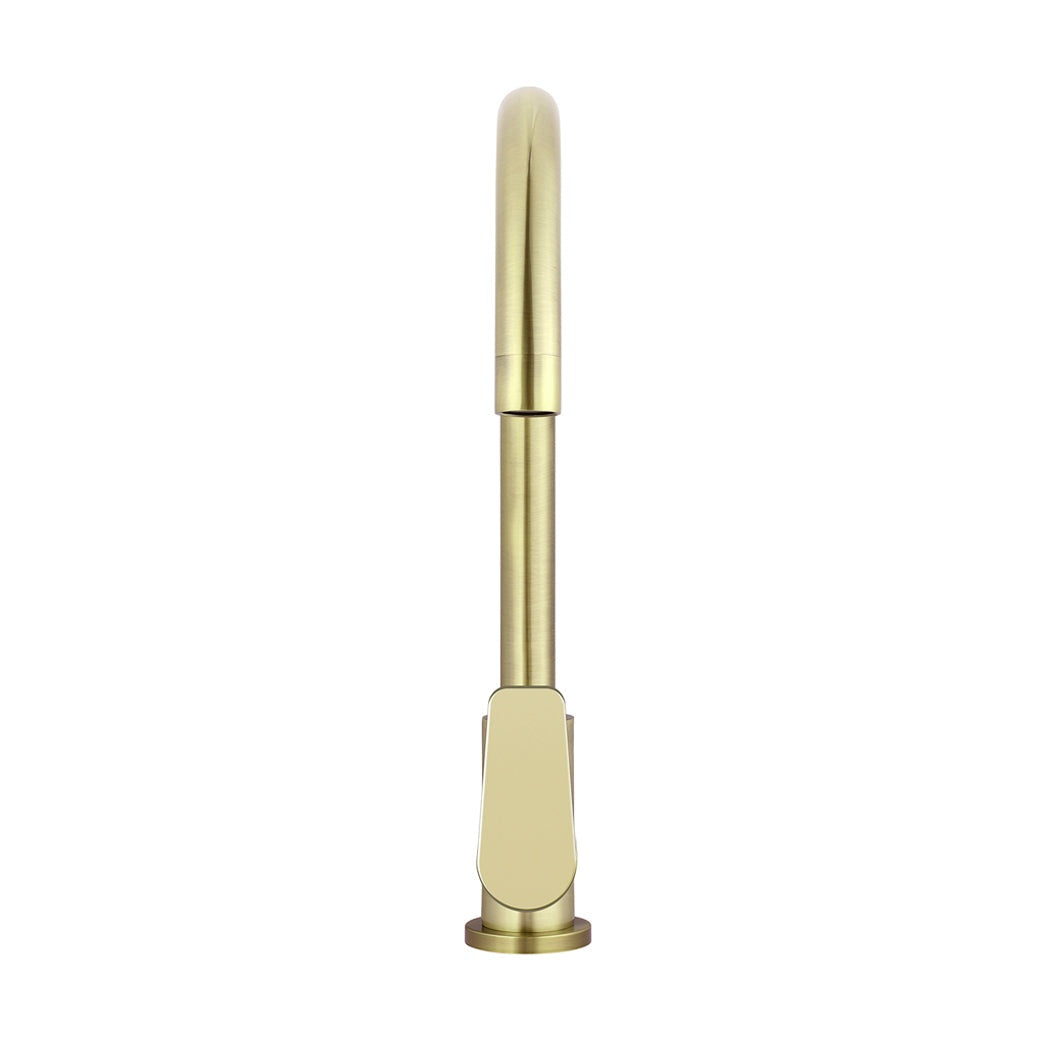 Round Paddle Gooseneck Kitchen Mixer Tap - Tiger Bronze