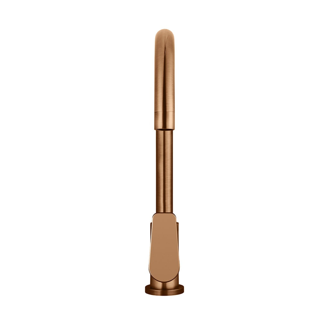 Round Paddle Gooseneck Kitchen Mixer Tap - Lustre Bronze