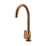 Round Paddle Gooseneck Kitchen Mixer Tap - Lustre Bronze