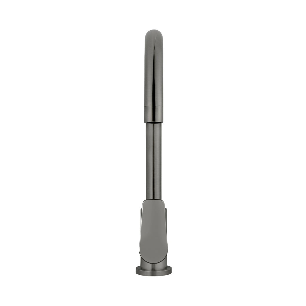 Round Paddle Gooseneck Kitchen Mixer Tap - side profile view (28 of 29)