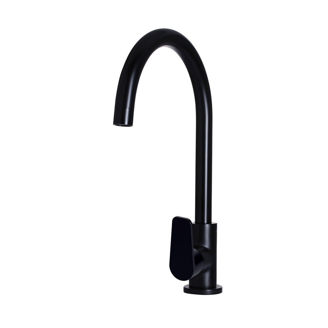Round Paddle Gooseneck Kitchen Mixer Tap - front view