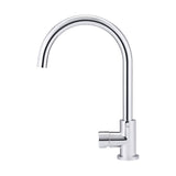 Round Pinless Gooseneck Kitchen Mixer Tap - Polished Chrome