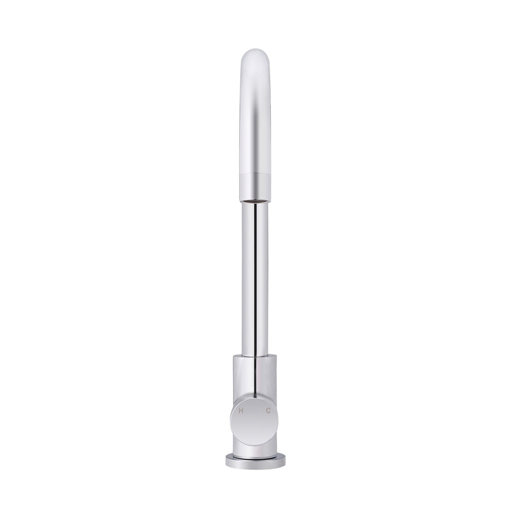 Round Pinless Gooseneck Kitchen Mixer Tap - Polished Chrome