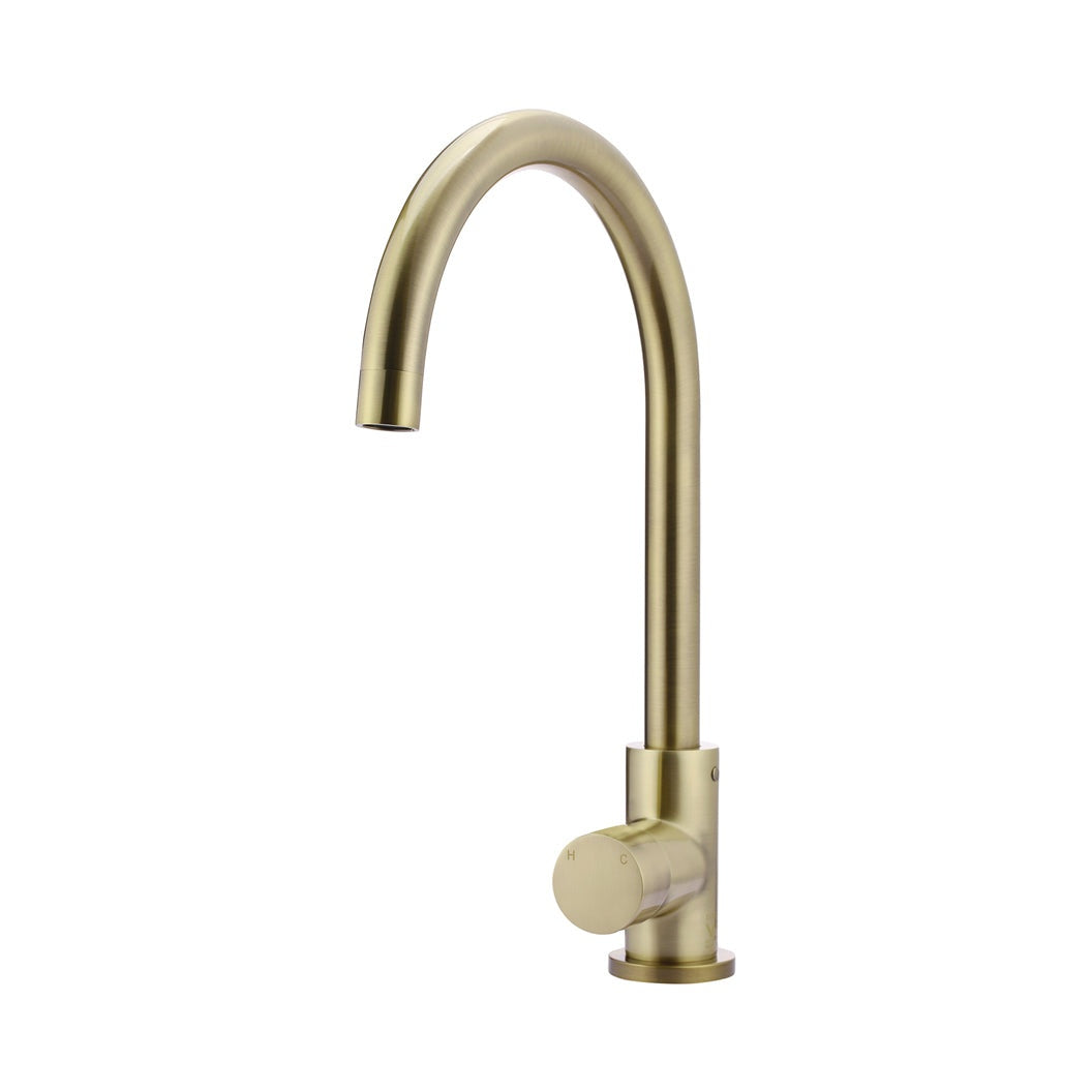 Round Pinless Gooseneck Kitchen Mixer Tap