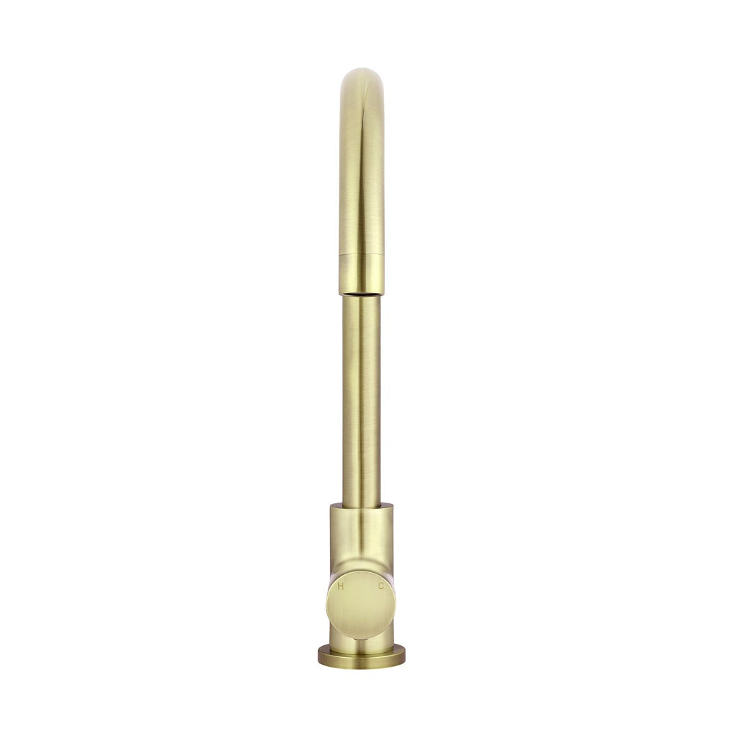 Round Pinless Gooseneck Kitchen Mixer Tap - Tiger Bronze