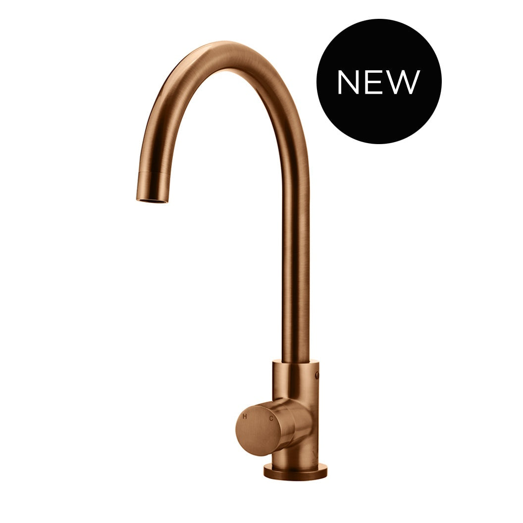 Round Pinless Gooseneck Kitchen Mixer Tap