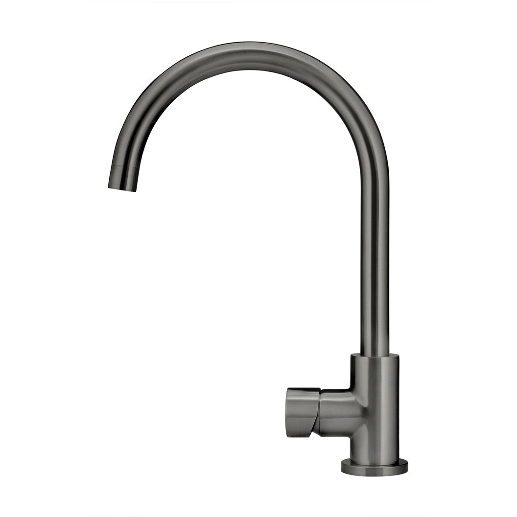 Round Pinless Gooseneck Kitchen Mixer Tap - front view (33 of 39)