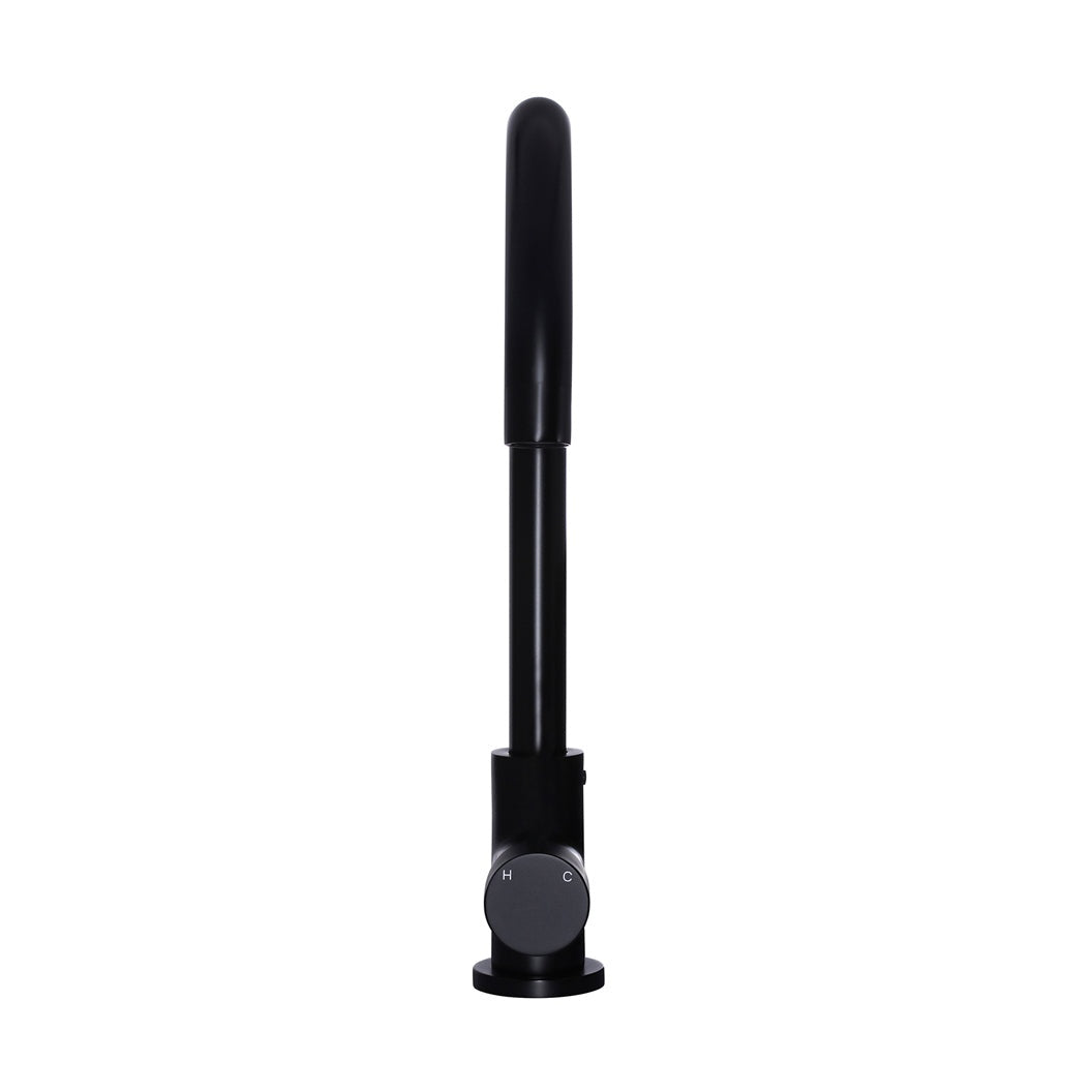 Round Pinless Gooseneck Kitchen Mixer Tap - close-up detail view