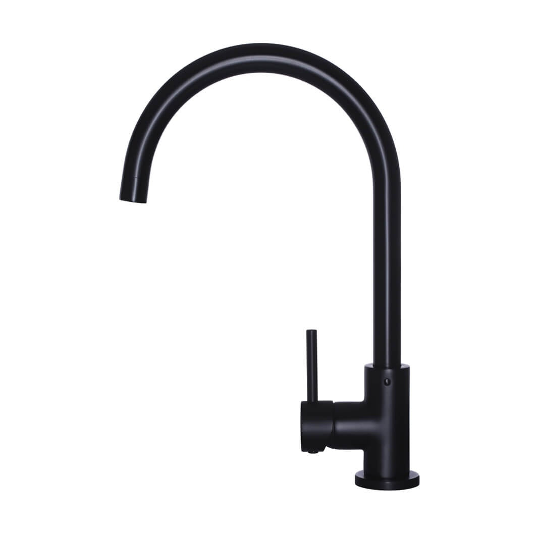 Round Gooseneck Kitchen Mixer Tap - angled product view