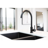 Round Gooseneck Kitchen Mixer Tap - Matte Black