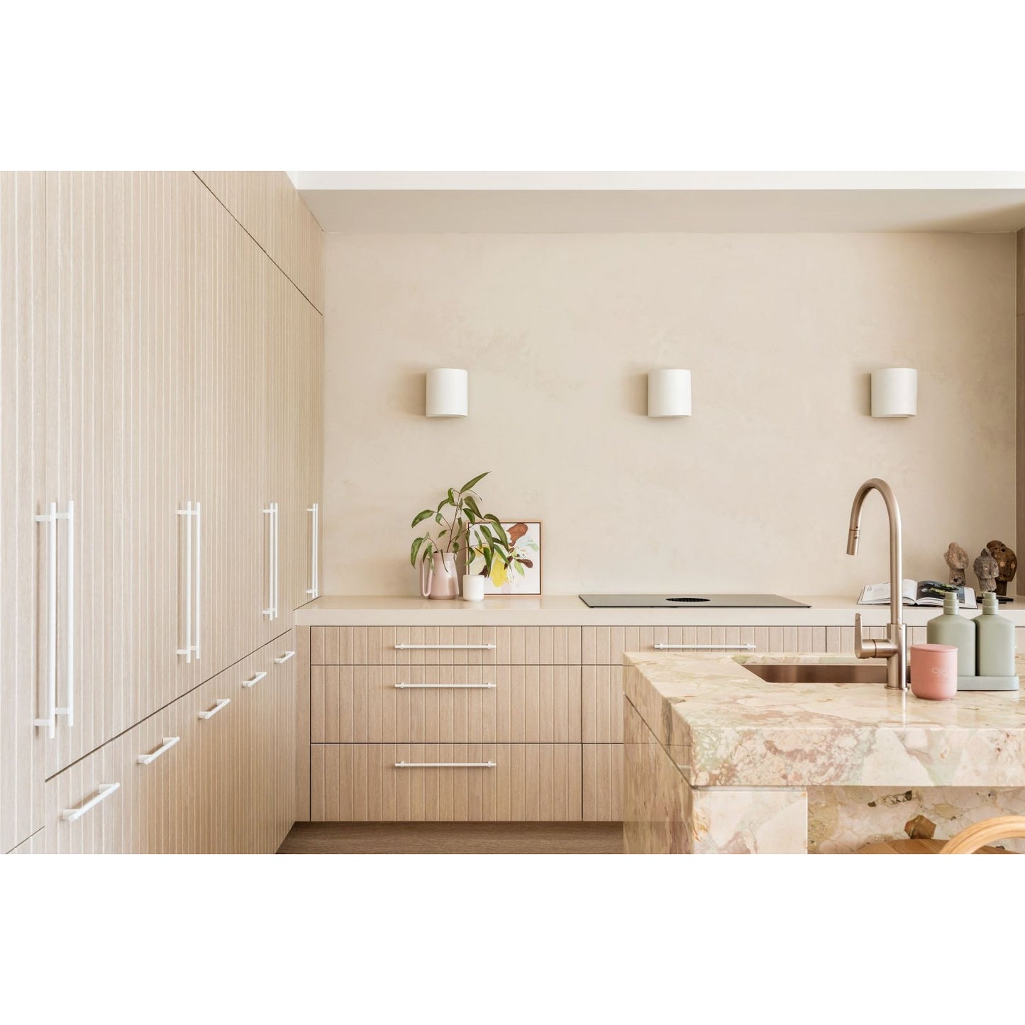 Round Paddle Piccola Pull Out Kitchen Mixer Tap - Champagne
