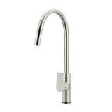 Round Paddle Piccola Pull Out Kitchen Mixer Tap in Brushed Nickel - full product view