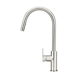 Round Paddle Piccola Pull Out Kitchen Mixer Tap - Brushed Nickel