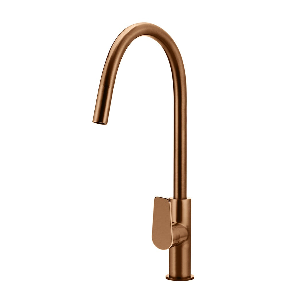 Round Paddle Piccola Pull Out Kitchen Mixer Tap - Lustre Bronze