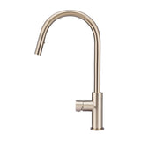 Round Pinless Piccola Pull Out Kitchen Mixer Tap - Champagne