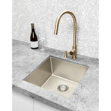 Round Pinless Piccola Pull Out Kitchen Mixer Tap - Champagne