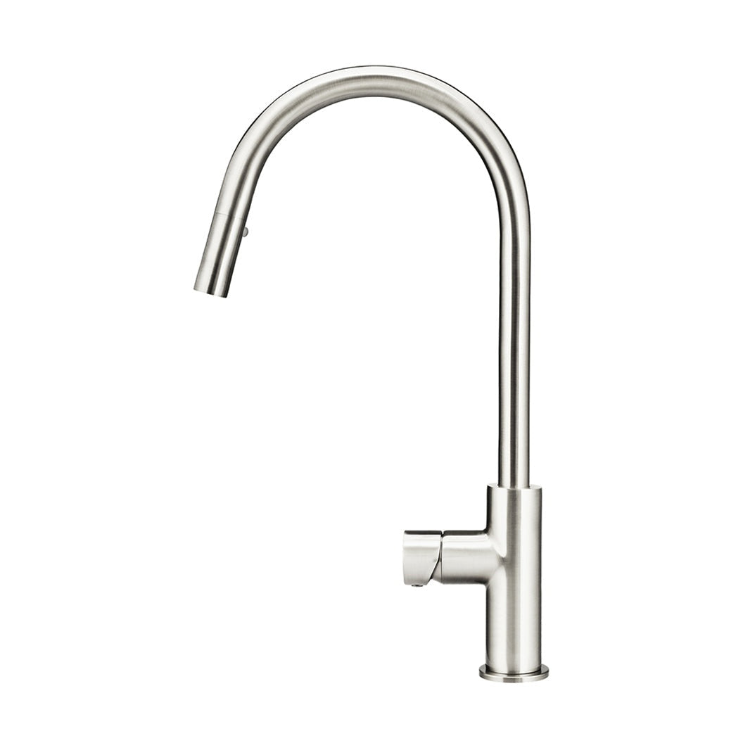 Round Pinless Piccola Pull Out Kitchen Mixer Tap - Brushed Nickel