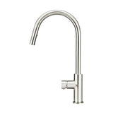 Round Pinless Piccola Pull Out Kitchen Mixer Tap - Brushed Nickel