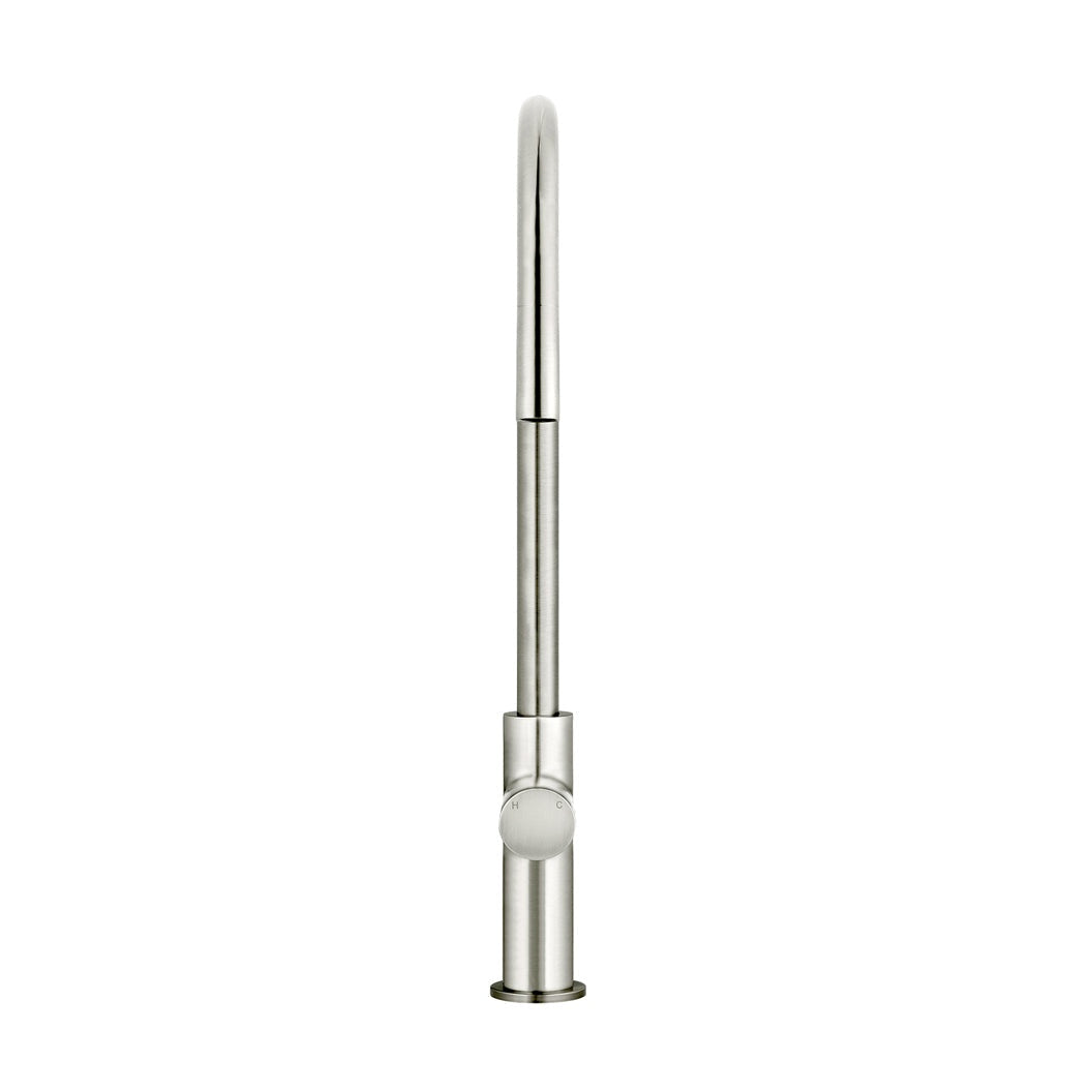 Round Pinless Piccola Pull Out Kitchen Mixer Tap - Brushed Nickel