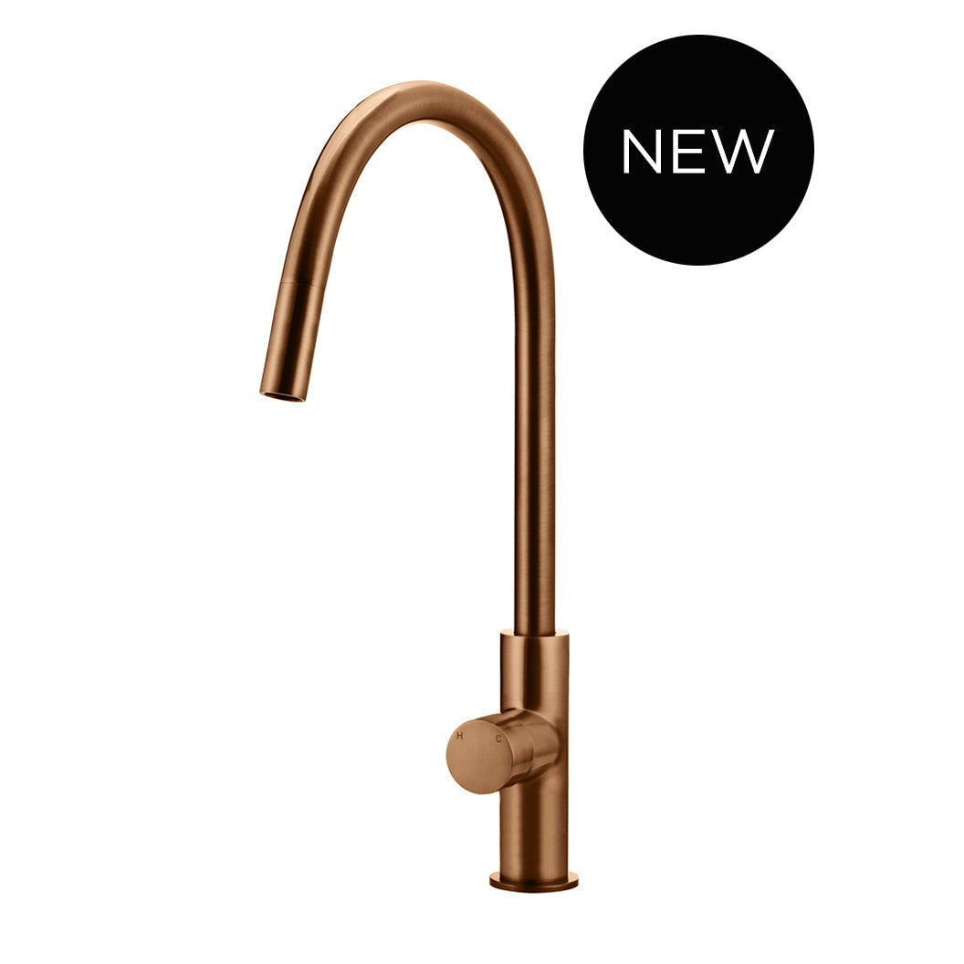 Round Pinless Piccola Pull Out Kitchen Mixer Tap in Tiger Bronze - full product view