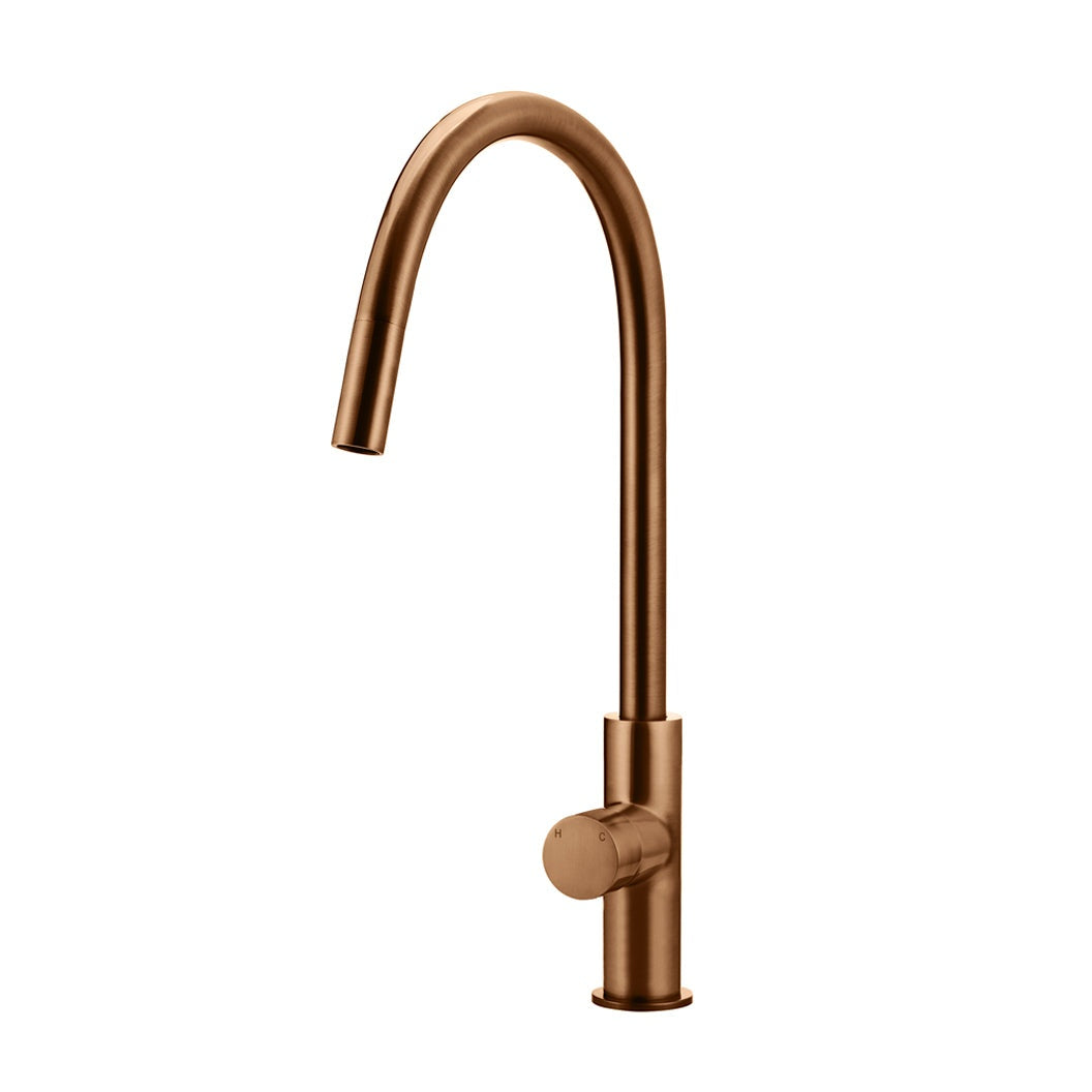 Round Pinless Piccola Pull Out Kitchen Mixer Tap - Lustre Bronze