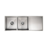 Kitchen Sink Double Bowl & Drainboard 1160 x 440 - Brushed Nickel