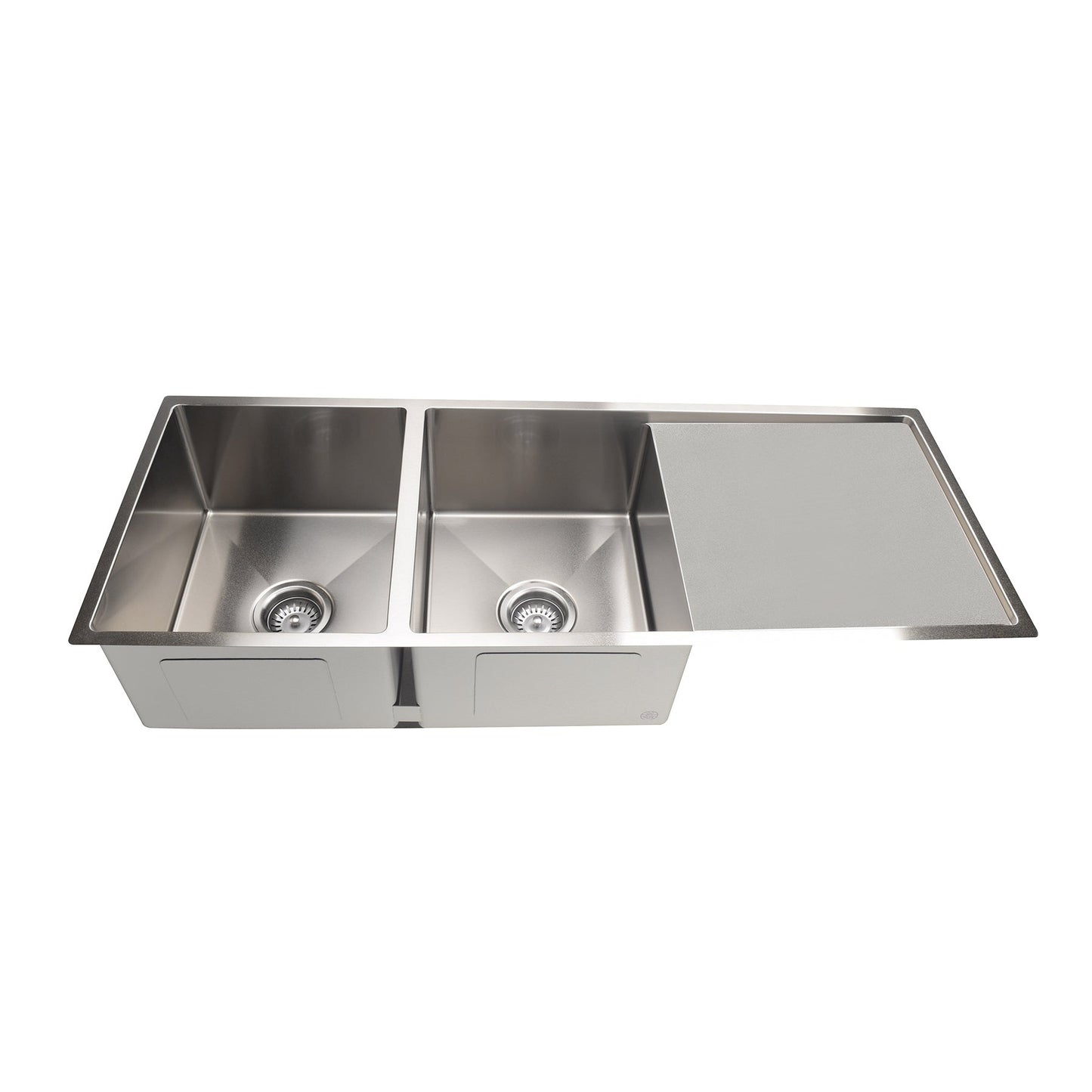 Kitchen Sink Double Bowl & Drainboard 1160 x 440 - Brushed Nickel