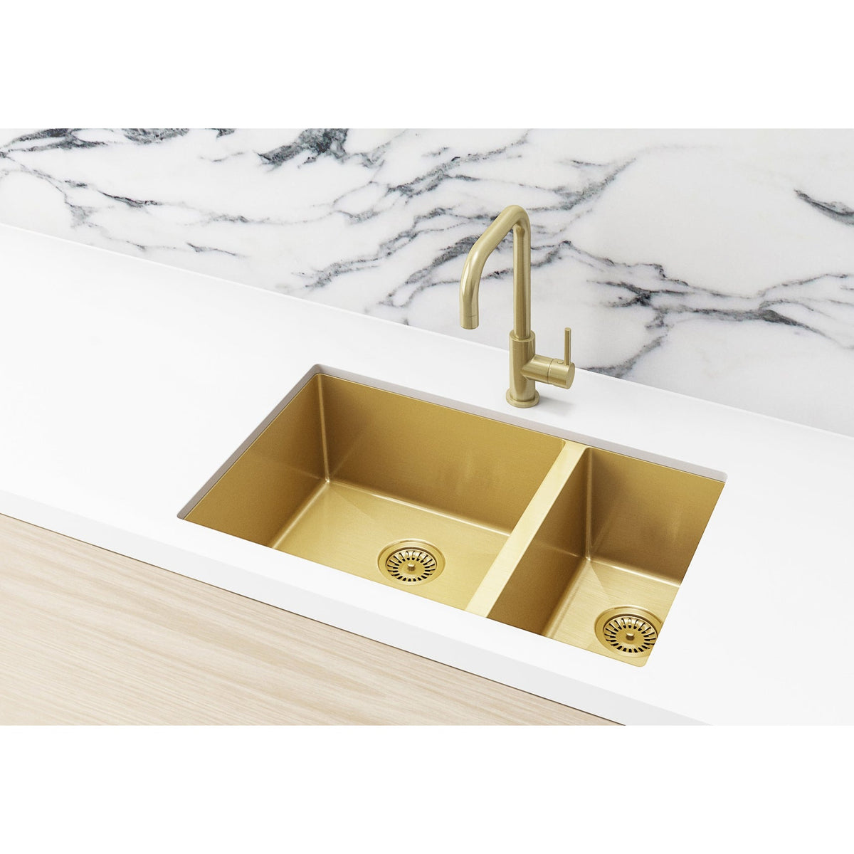 Kitchen Sink One & Half Bowl 670 x 440 - angled product view