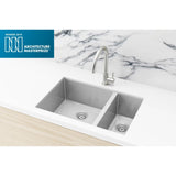 Kitchen Sink One & Half Bowl 670 x 440 in Brushed Nickel - finish and profile close-up