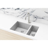 Kitchen Sink One & Half Bowl 670 x 440 in Brushed Nickel - front view