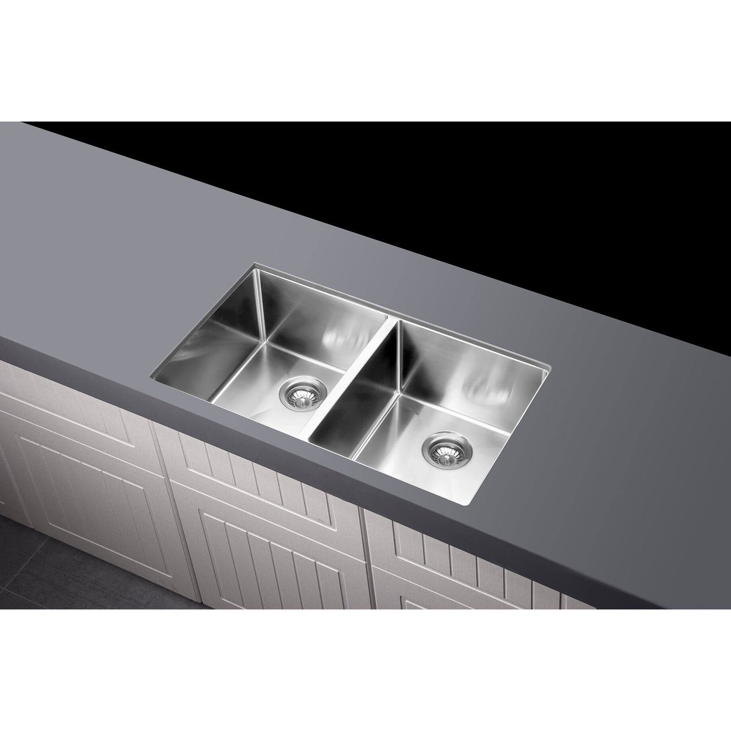 Kitchen Sink Double Bowl 760 x 440 - Brushed Nickel