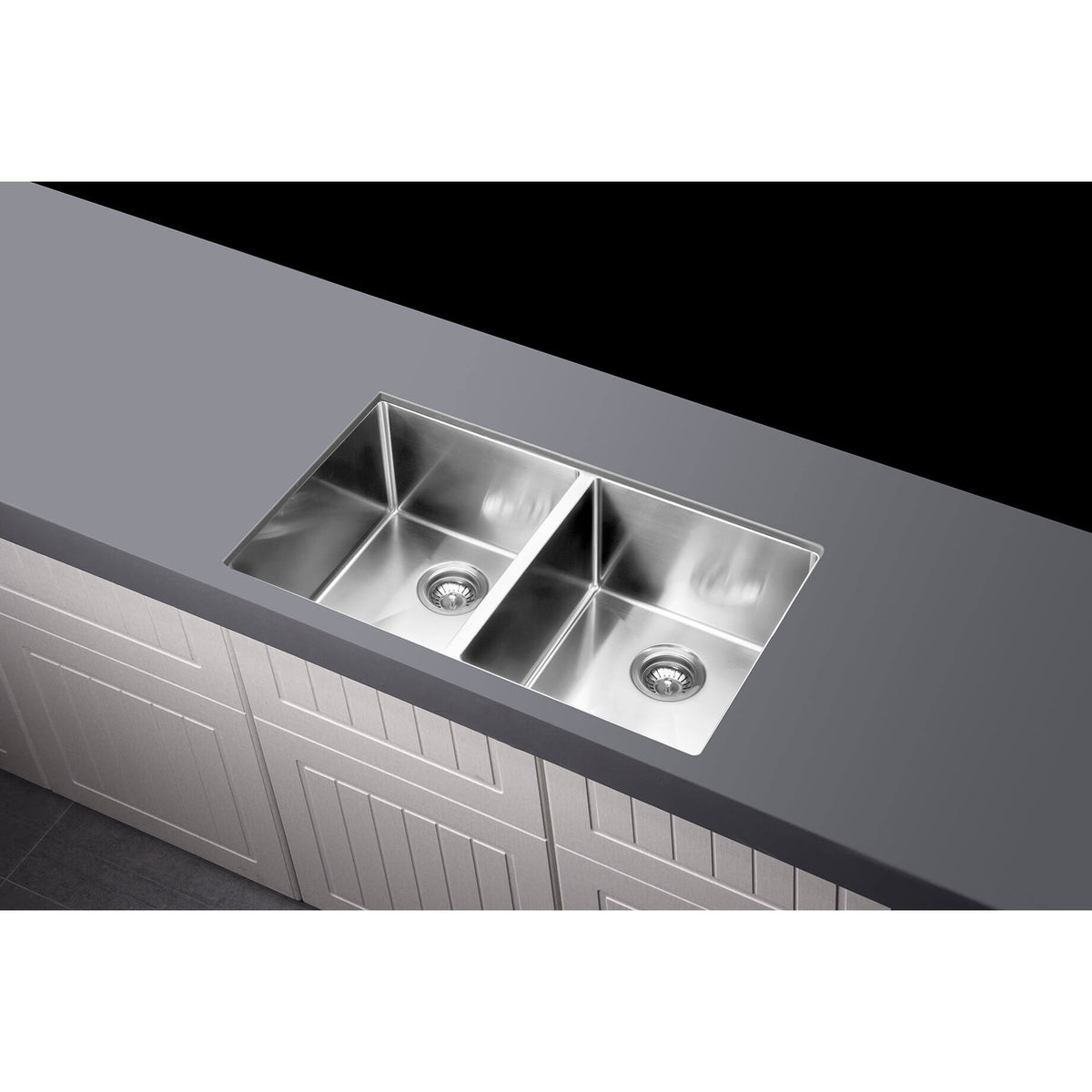 Kitchen Sink Double Bowl 760 x 440 - Brushed Nickel