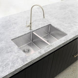 Kitchen Sink Double Bowl 760 x 440 - Brushed Nickel