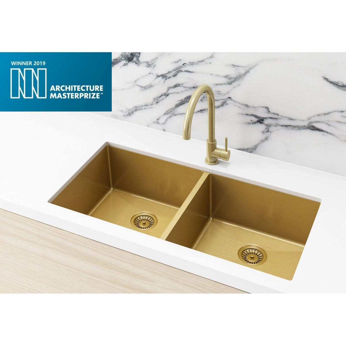 Kitchen Sink Double Bowl 860 x 440 - front view by Meir