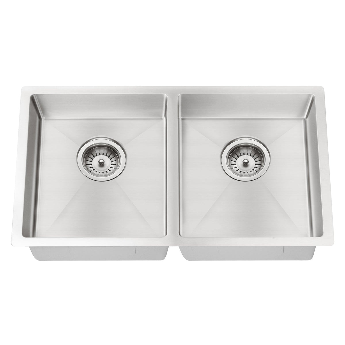 Kitchen Sink Double Bowl 860 x 440 in Brushed Nickel - rear mounting detail