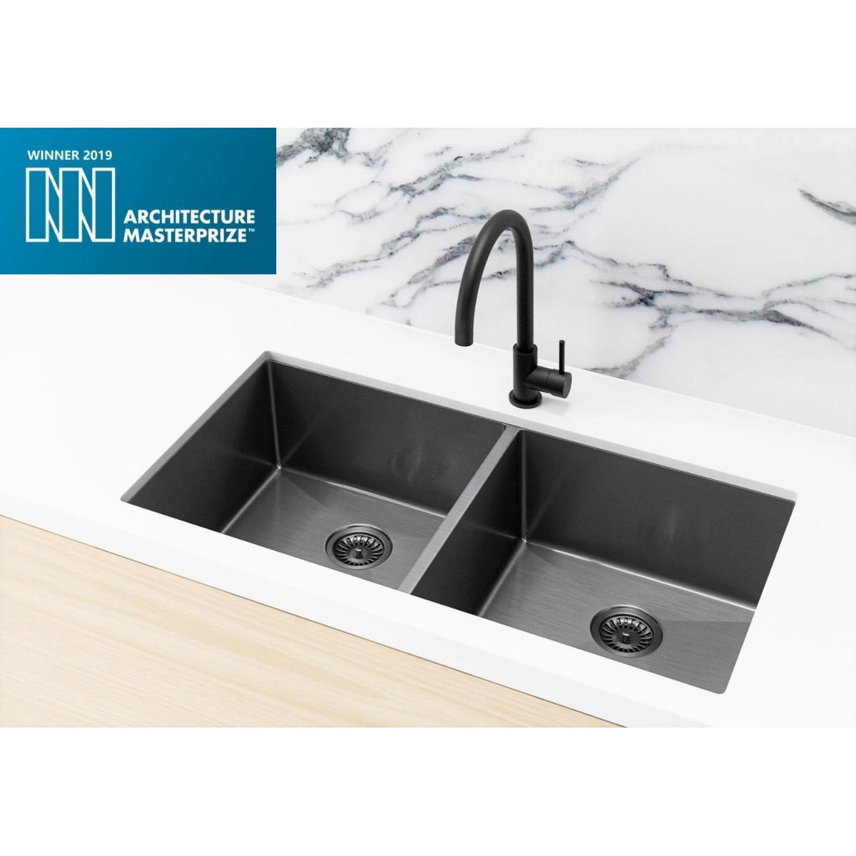 Kitchen Sink Double Bowl 860 x 440 - finish and profile close-up