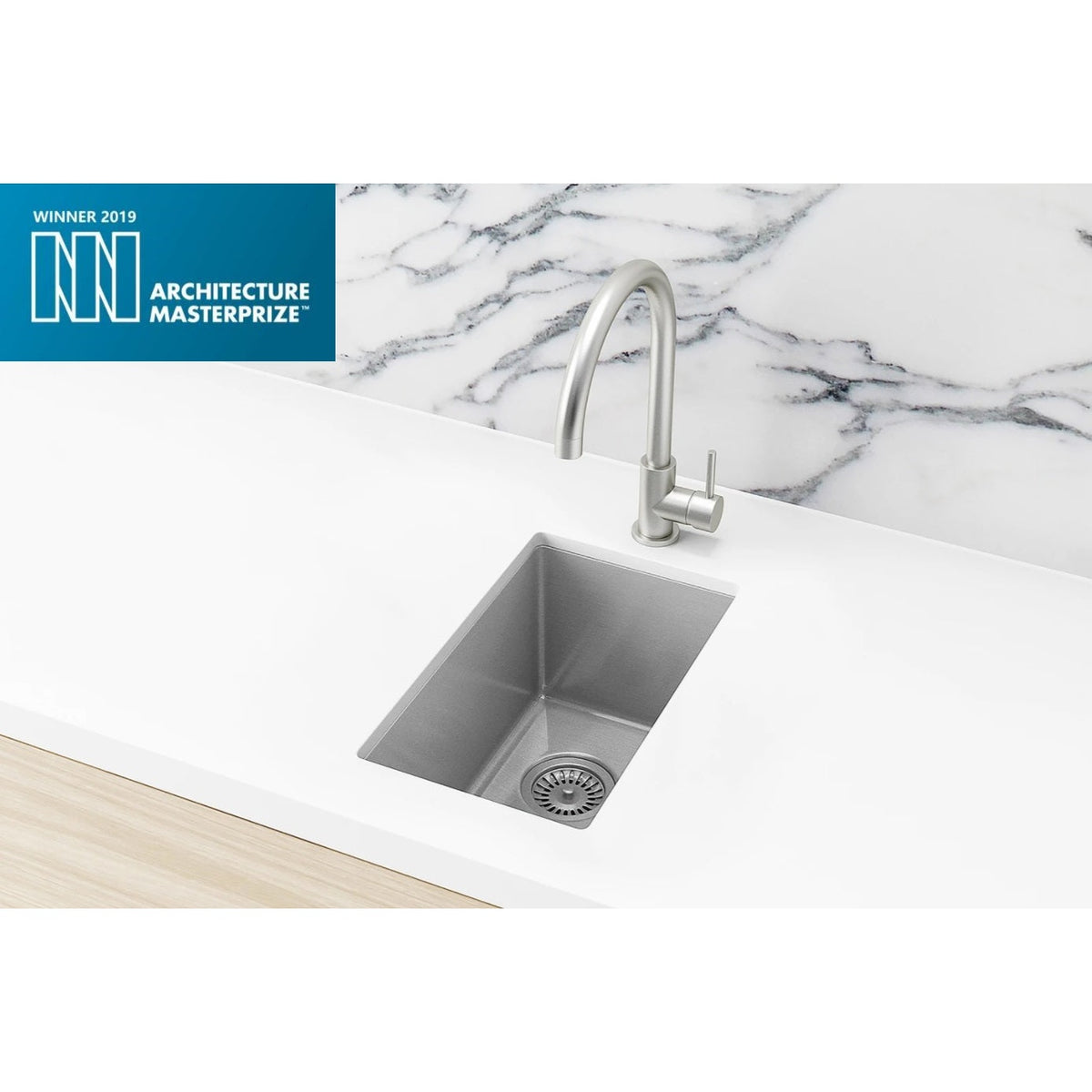 Bar Sink Single Bowl 382 x 272 in Brushed Nickel - full product view