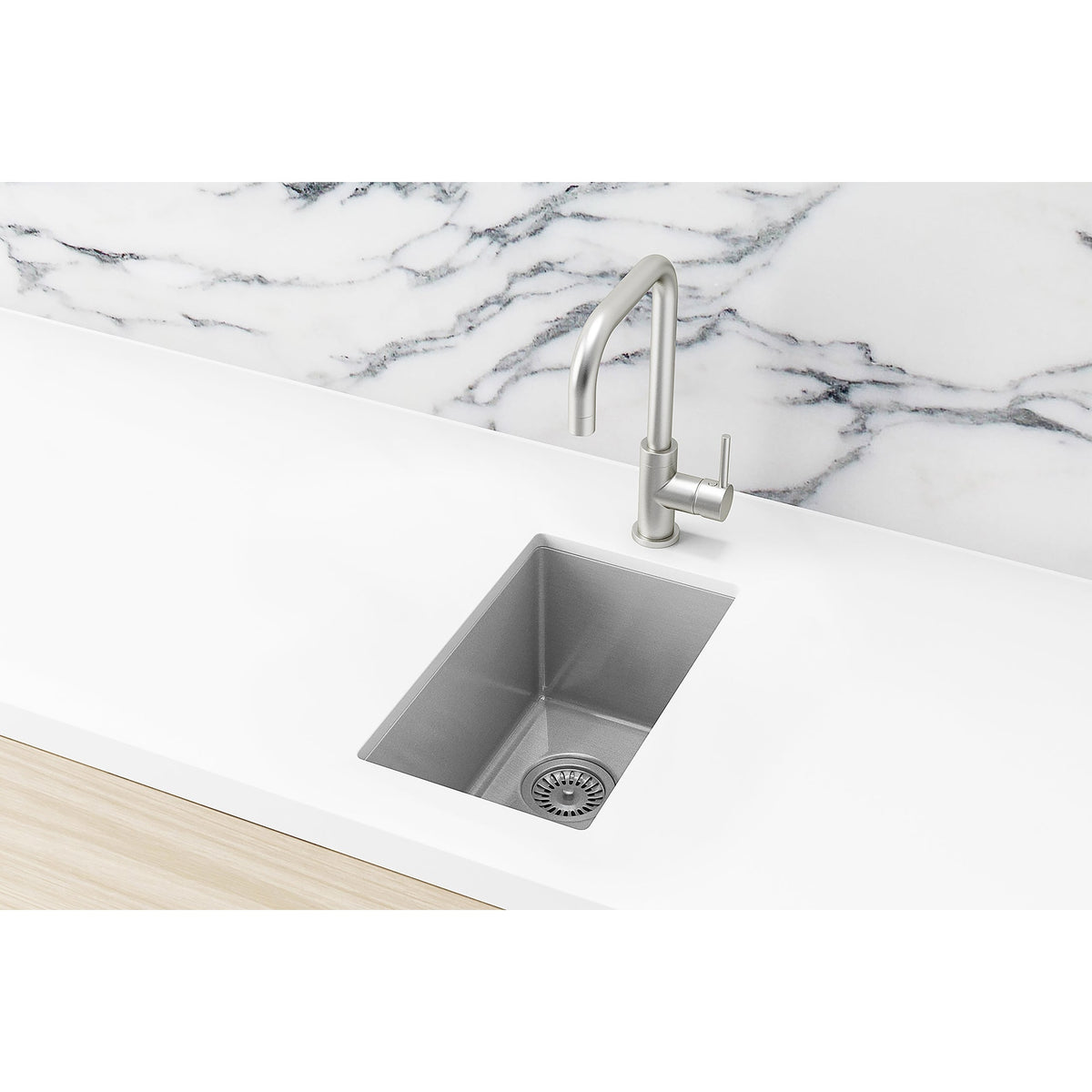 Bar Sink Single Bowl 382 x 272 - Brushed Nickel