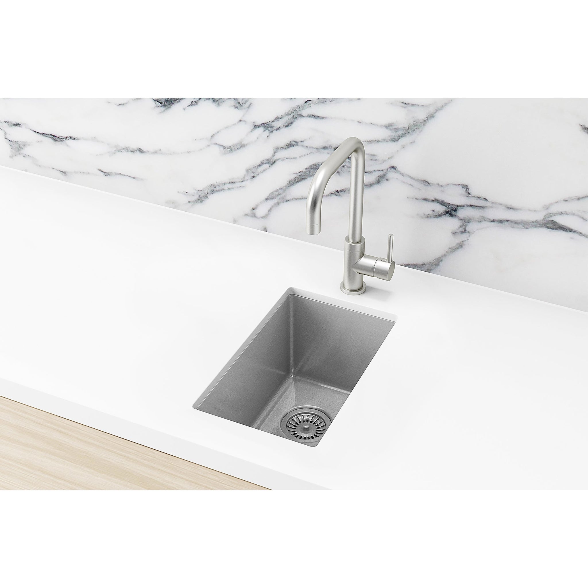 Bar Sink Single Bowl 382 x 272 - Brushed Nickel