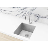 Kitchen Sink Single Bowl 380 x 440 in Brushed Nickel - angled product view