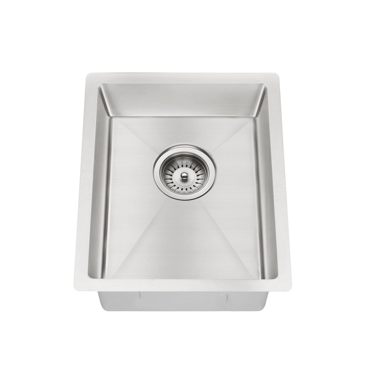 Kitchen Sink Single Bowl 380 x 440 in Brushed Nickel - close-up detail view