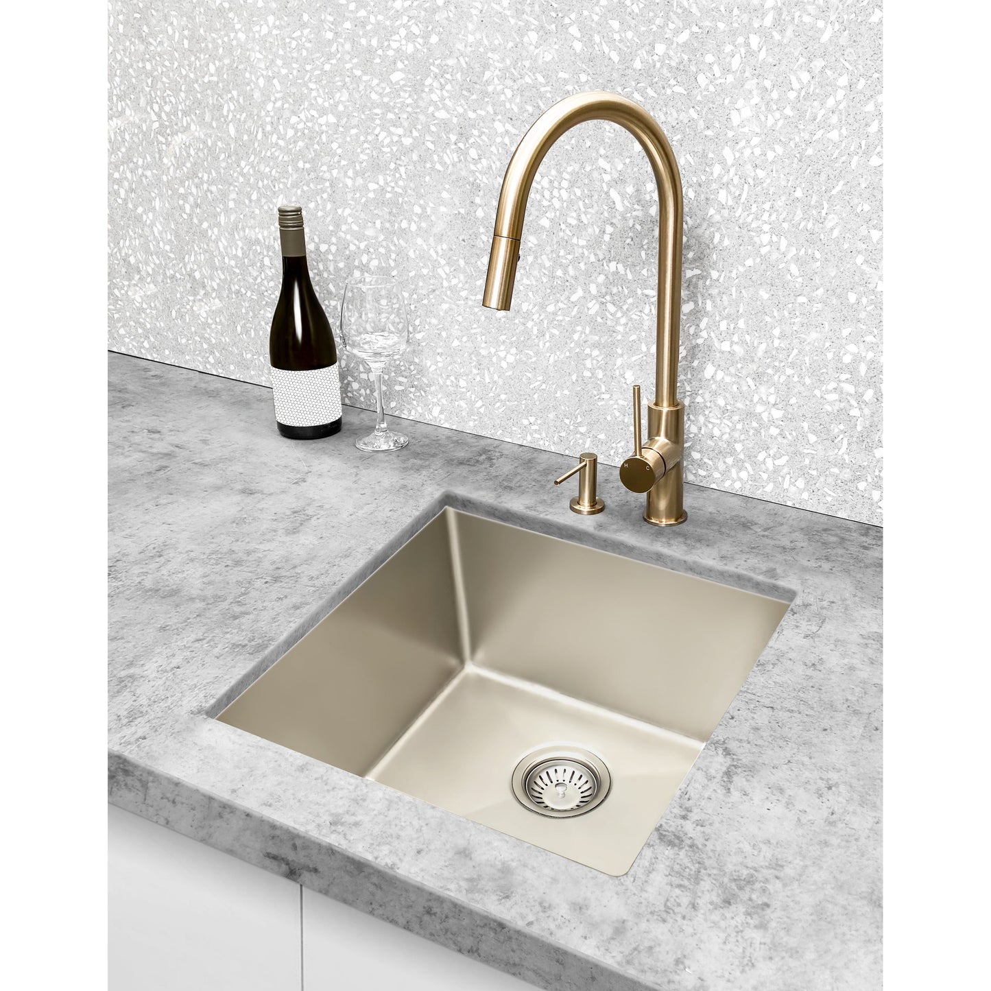 Kitchen Sink Single Bowl 450 x 450 - Brushed Nickel