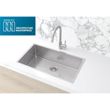 Kitchen Sink Single Bowl 760 x 440 in Brushed Nickel - side profile view