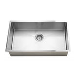 Kitchen Sink Single Bowl 760 x 440 in Brushed Nickel - rear mounting detail