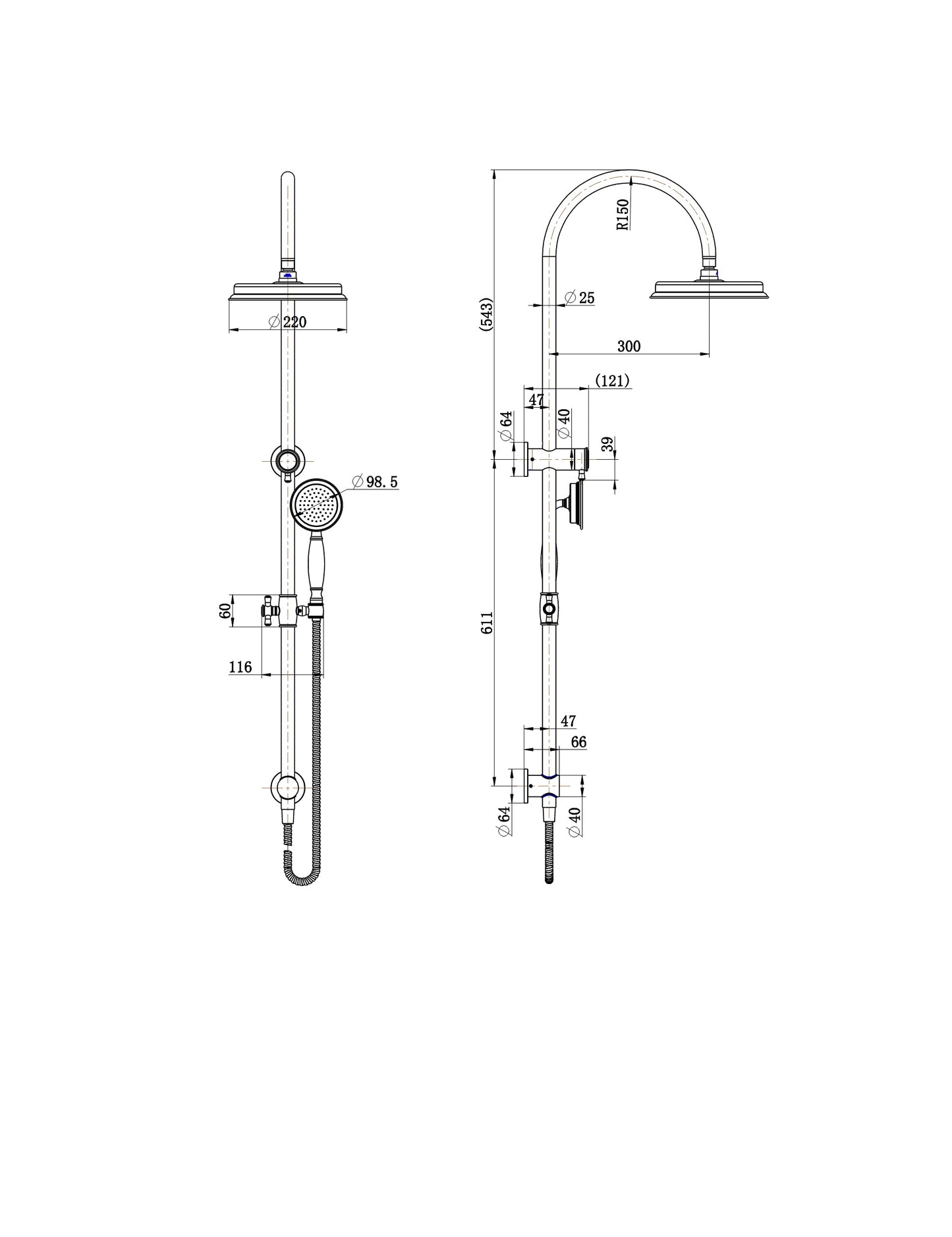 Montpellier Shower Column Set - Matte Black
