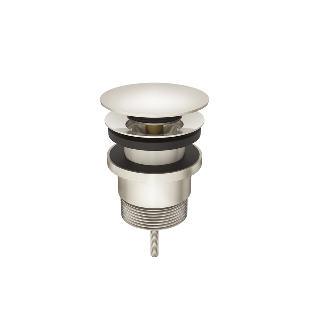 Universal all-in-one Pop Up Waste Basin & Bath in Brushed Nickel - close-up detail view