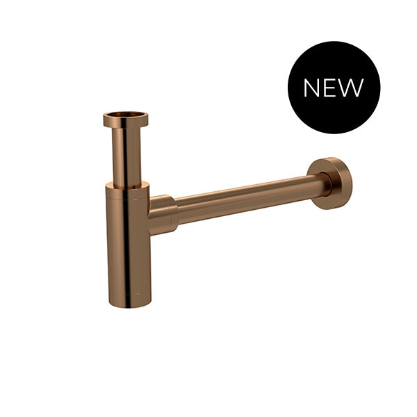 Round bottle trap for 32mm basin waste and 32mm waste pipe with 40mm adapter in Tiger Bronze - close-up detail view