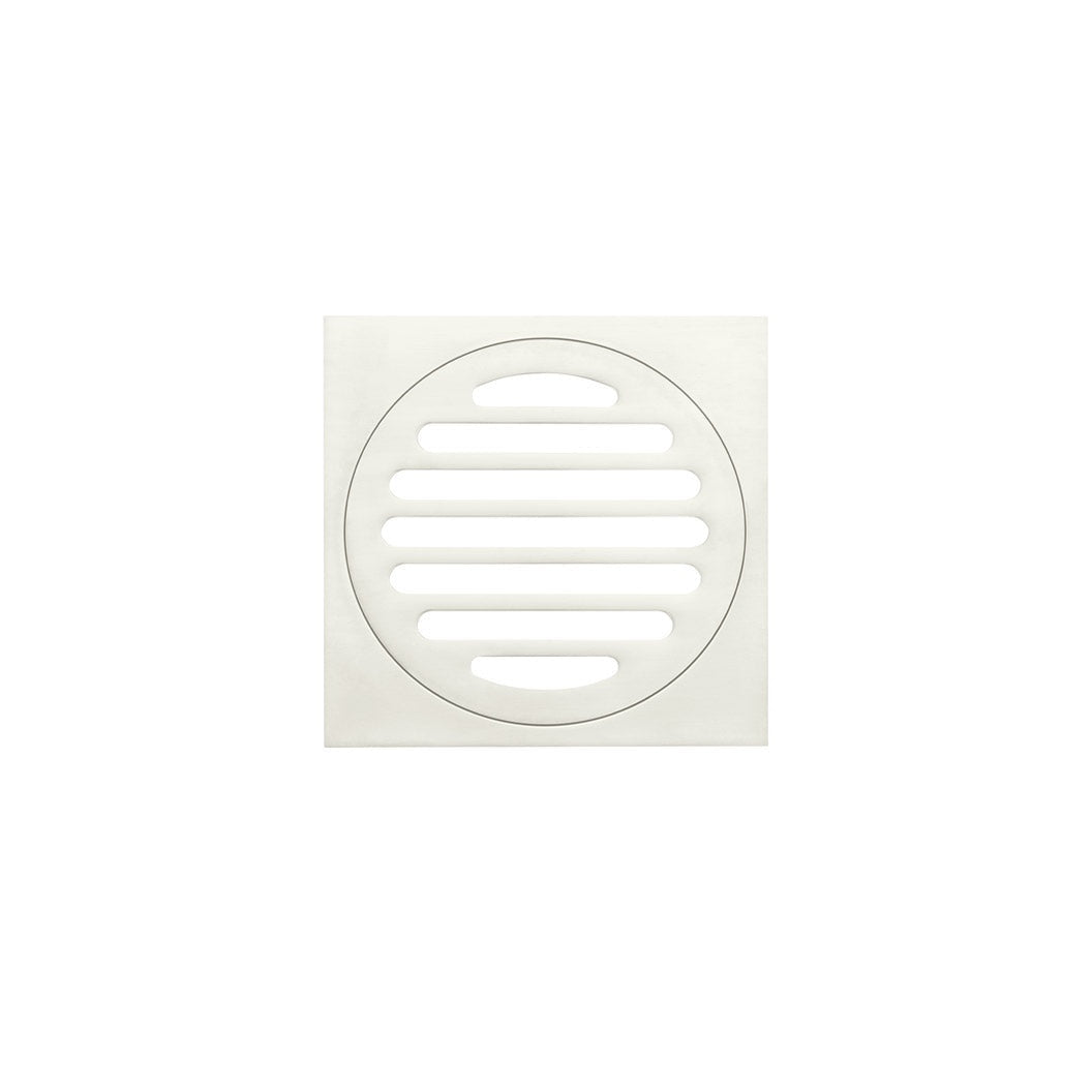 Square Floor Grate Shower Drain 100mm outlet - Brushed Nickel