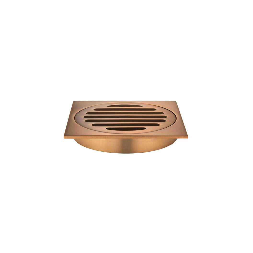 Square Floor Grate Shower Drain 100mm outlet in Tiger Bronze - angled product view